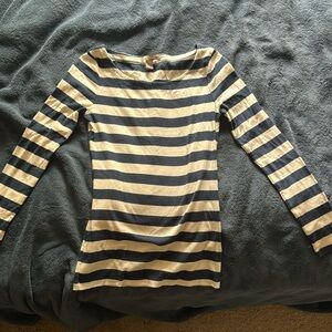 Blue and White Striped Long Sleeve Banana Republic Shirt